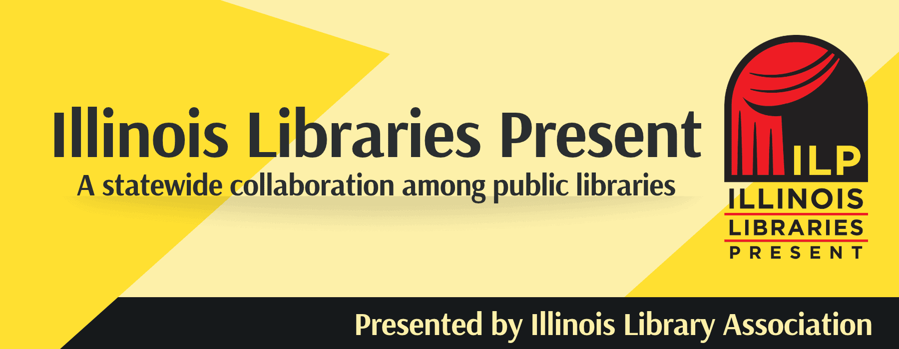 logo for illinois libraries present, a statewide collaboration among public libraries, presented by the illinois library association.