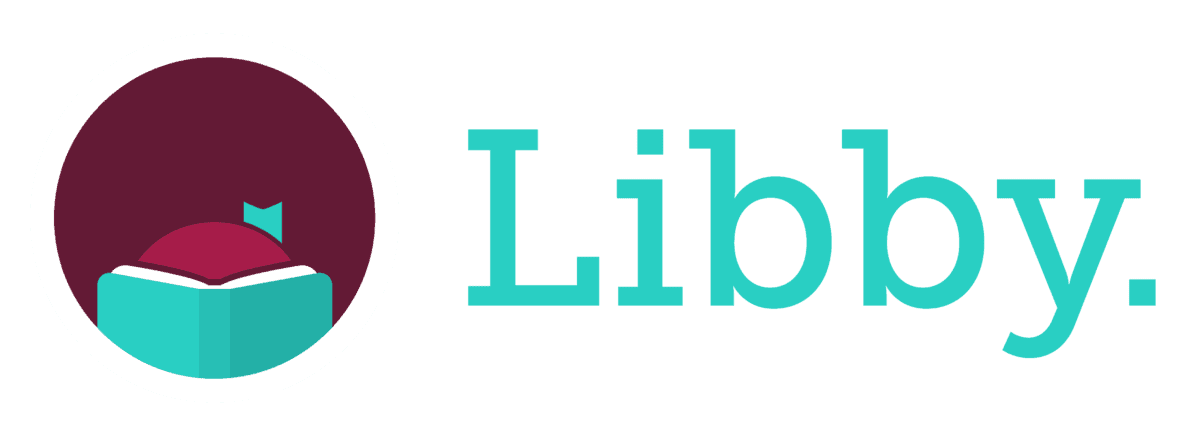 Libby logo showing a stylized open book with a face peeking over it, next to the word Libby. in teal letters on a light background.